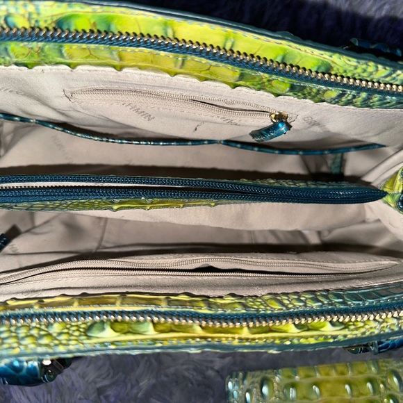 Brahmin Large Finley Satchel/Shoulder Bag Zesty Green Ombre Melbourne& wallet - Picture 8 of 14